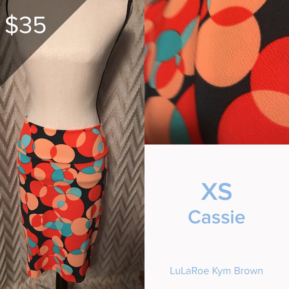 Lularoe Cassie Skirt, Geometric Circle Design